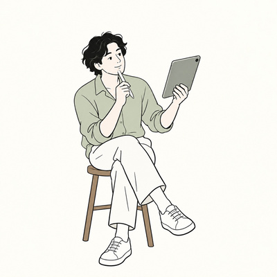 A person reviewing feedback on a tablet angled toward them